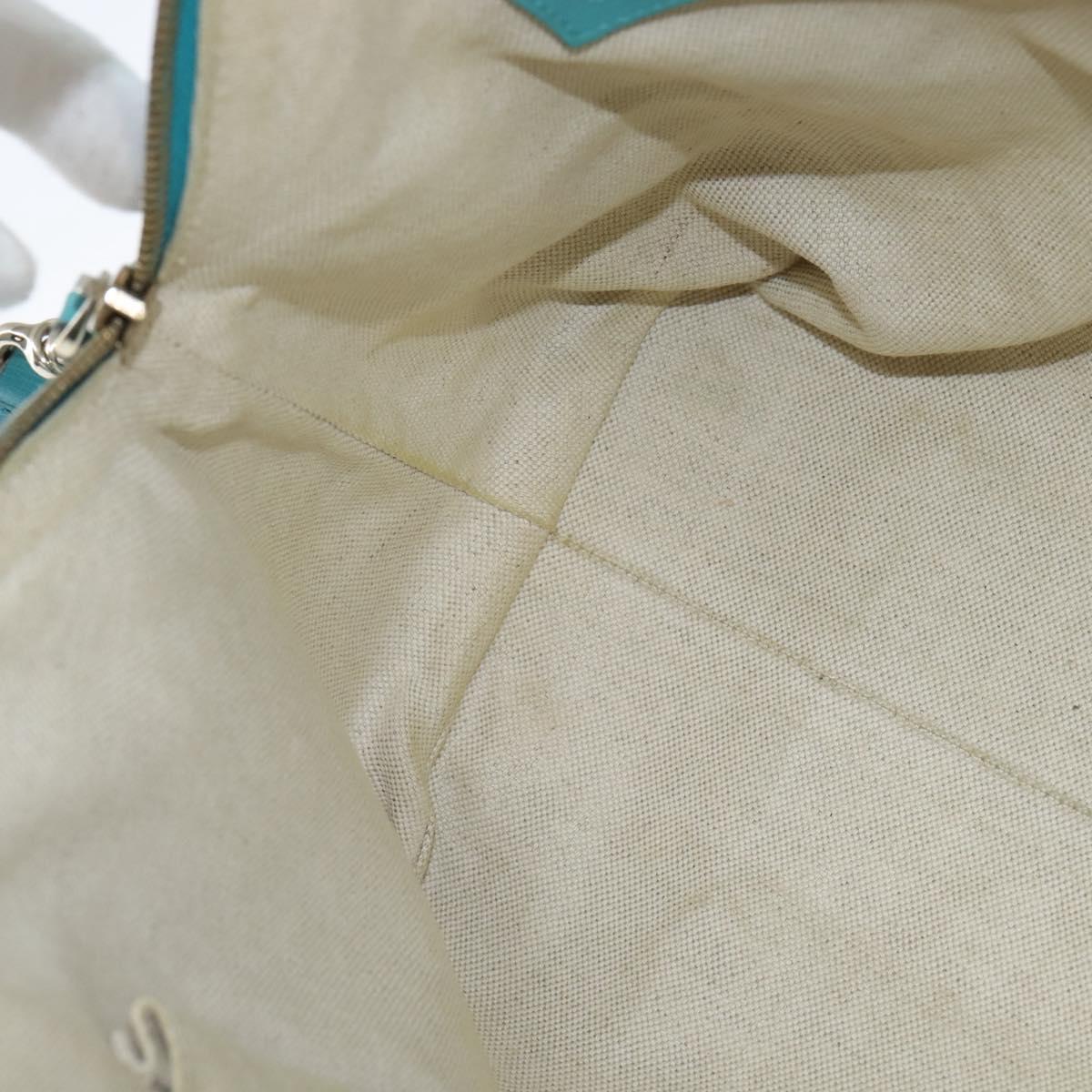 GUCCI Hand Bag Leather 2way Turquoise Blue Gold 309614 Auth 149064