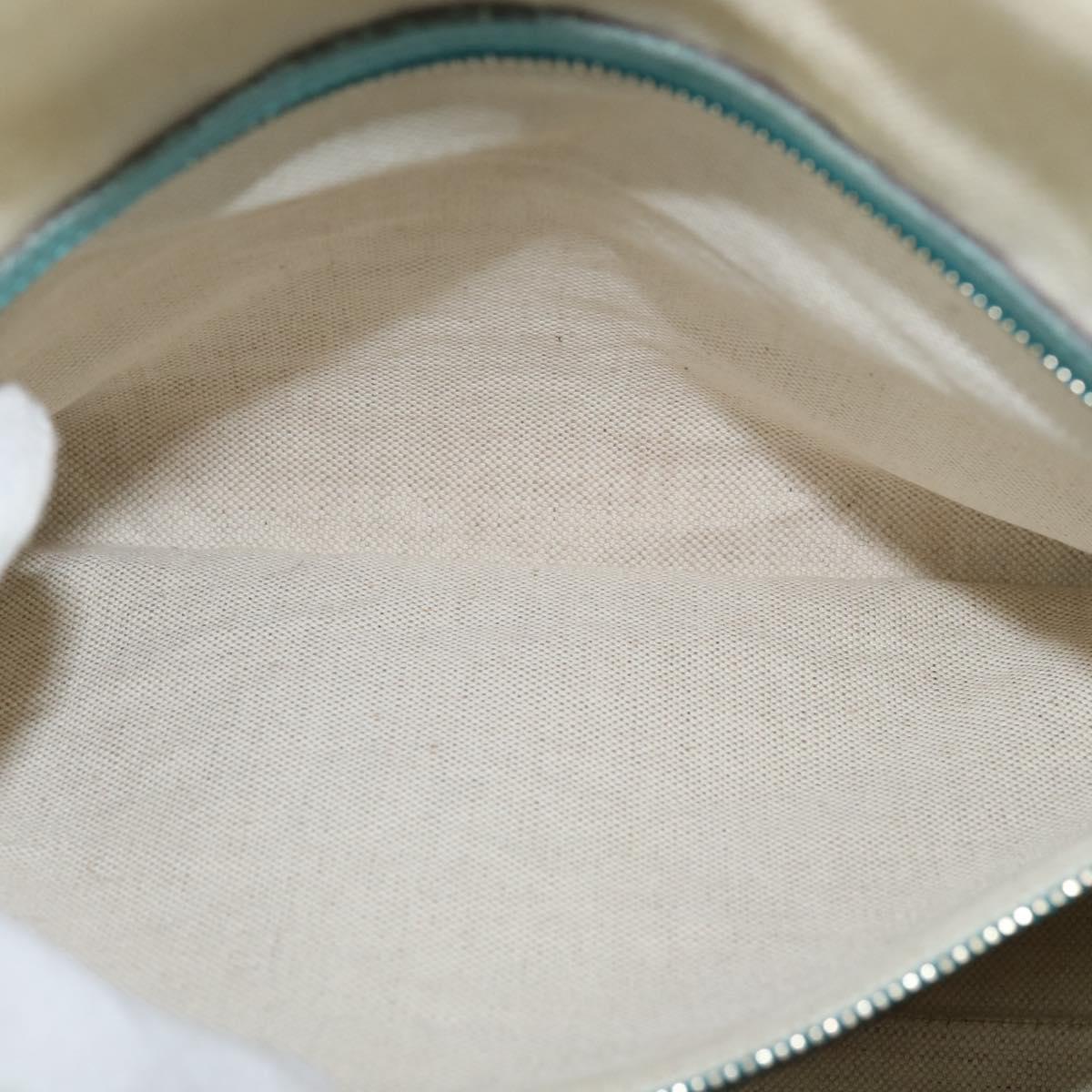 GUCCI Hand Bag Leather 2way Turquoise Blue Gold 309614 Auth 149064