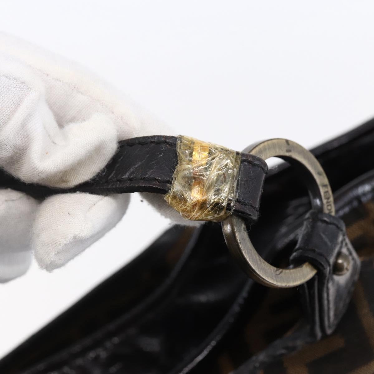 FENDI Zucca Canvas Tote Bag Black Brown Auth 149065