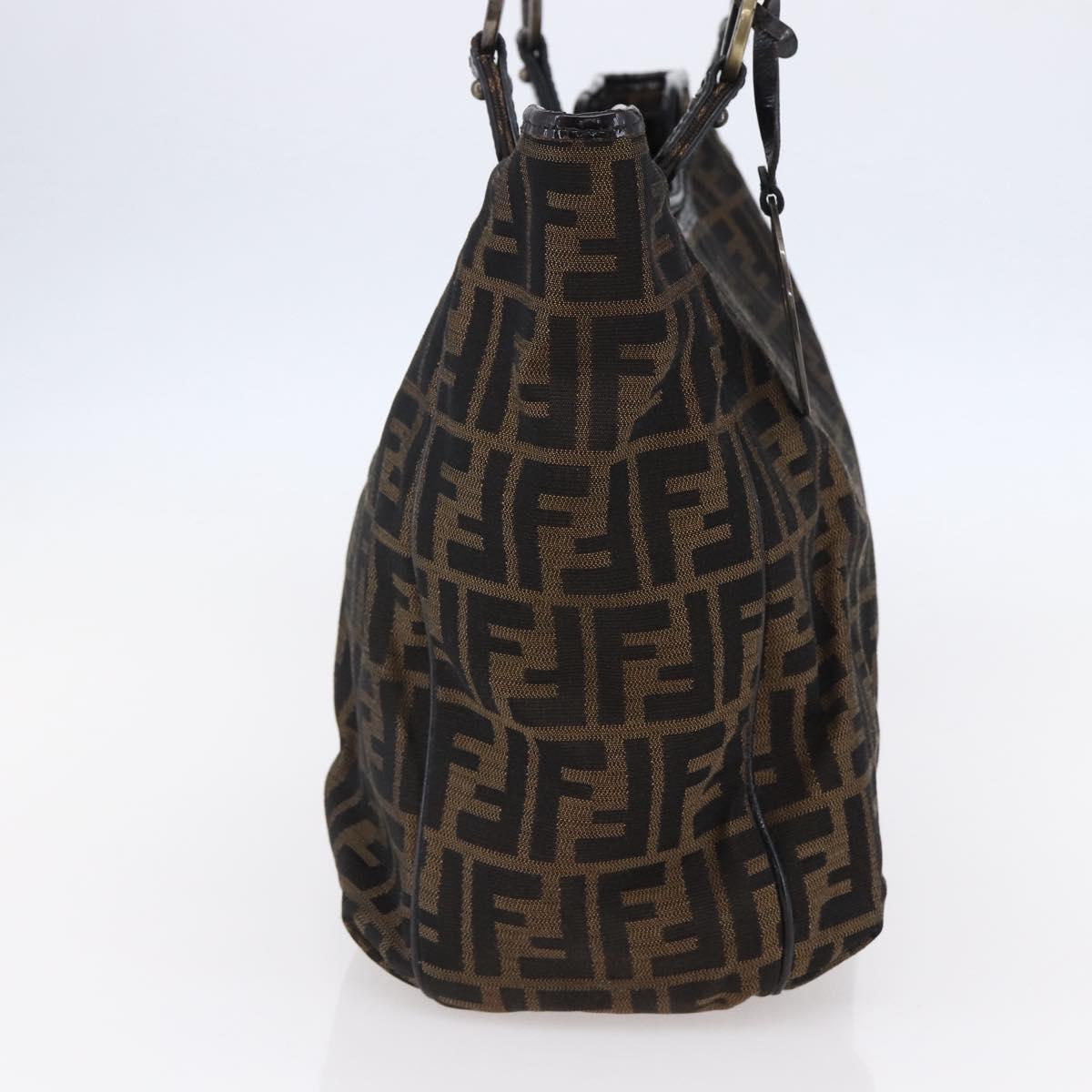 FENDI Zucca Canvas Tote Bag Black Brown Auth 149065