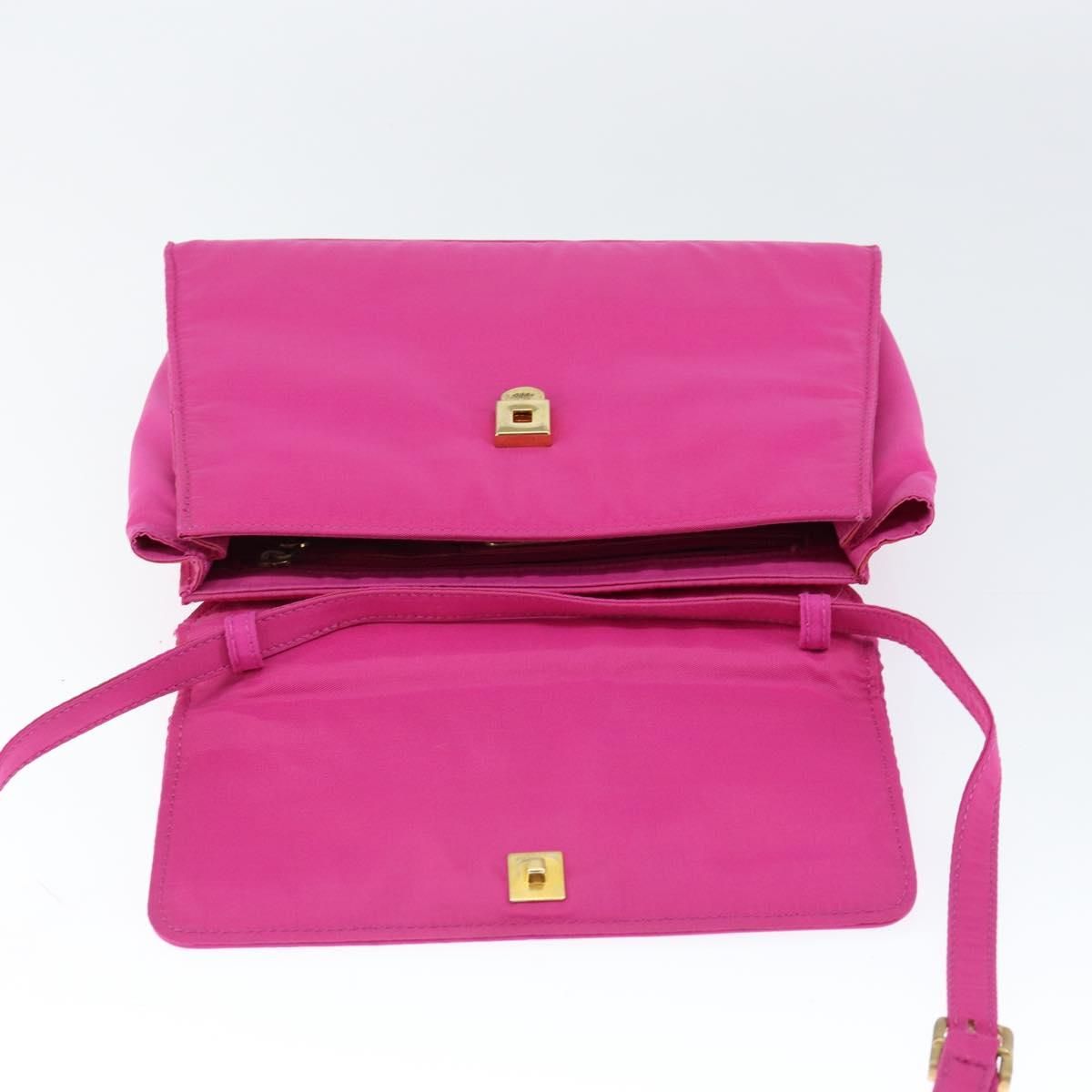 FENDI Hand Bag Nylon 2way Pink Gold Auth 149066