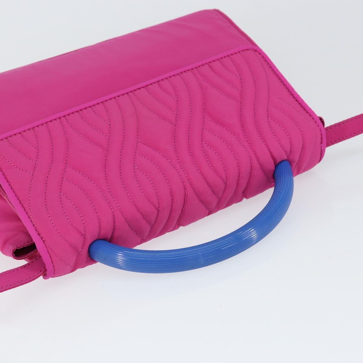 FENDI Hand Bag Nylon 2way Pink Gold Auth 149066