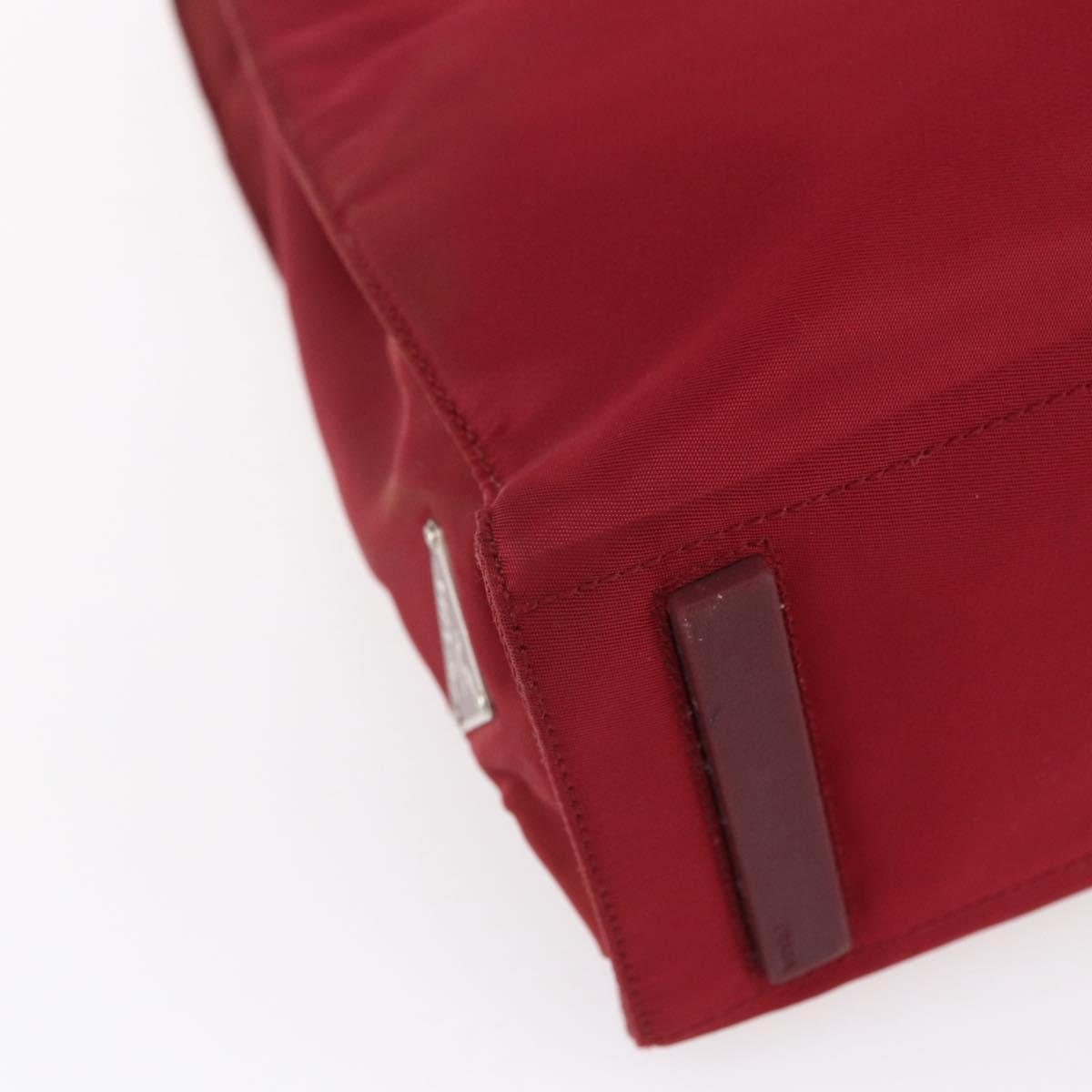 PRADA Tote Bag Nylon Red Silver Auth 149067