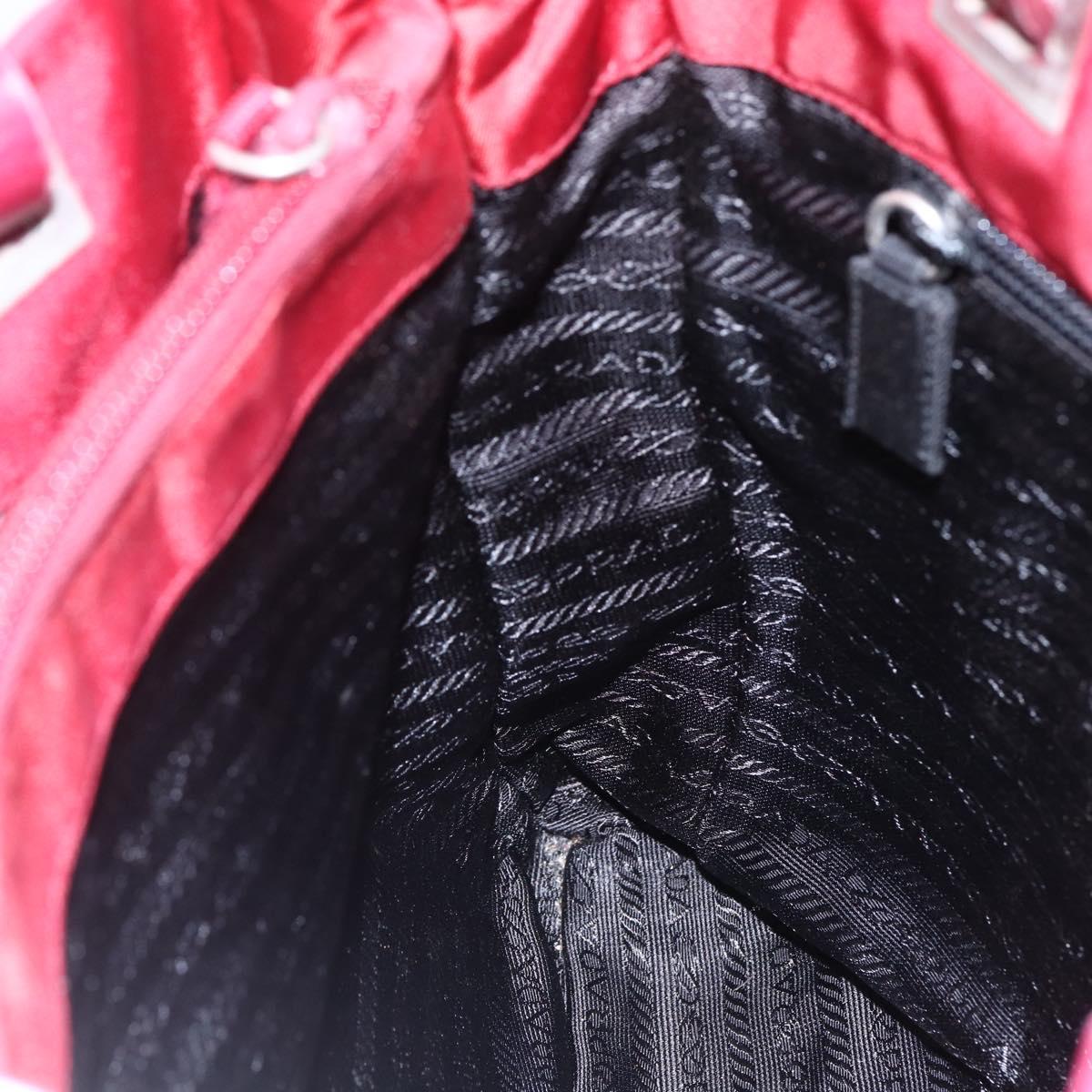 PRADA Tote Bag Nylon Red Silver Auth 149067
