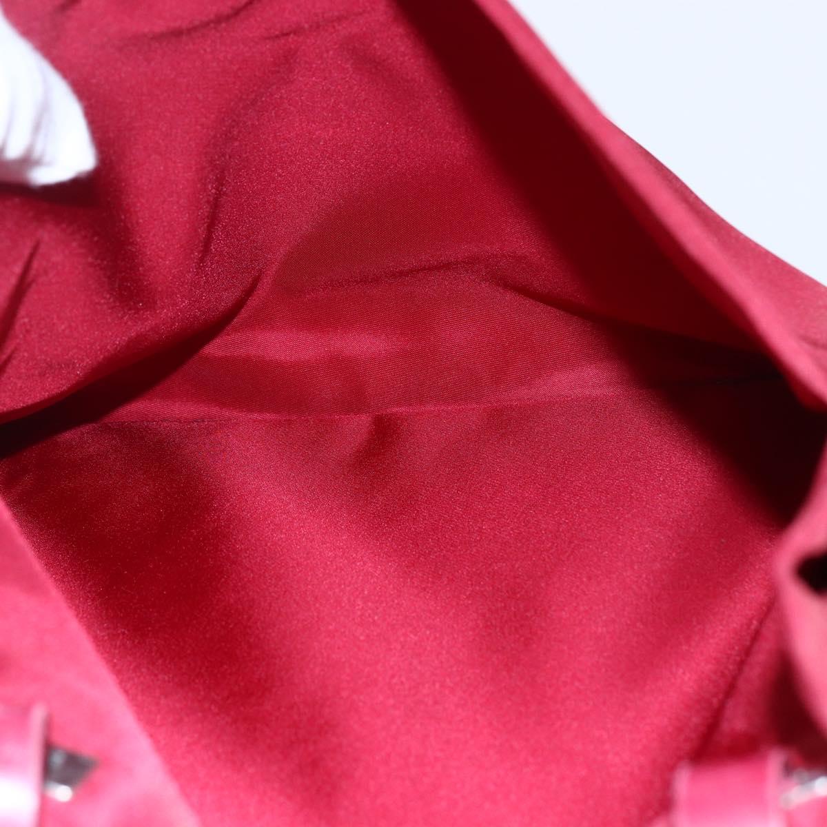 PRADA Tote Bag Nylon Red Silver Auth 149067