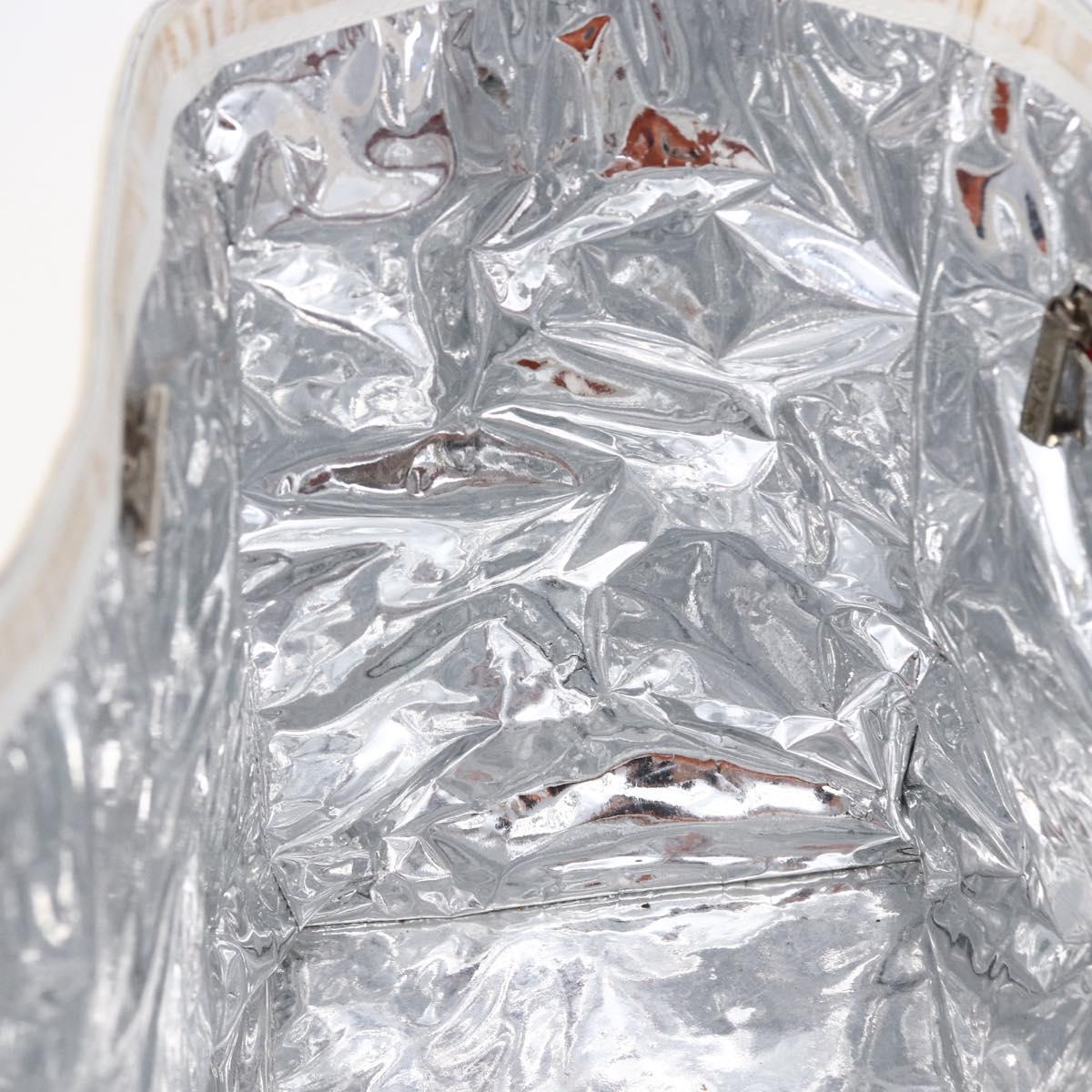 CHANEL Choco Bar Chain Shoulder Bag No5 Canvas Ivory Silver CC Auth 149068