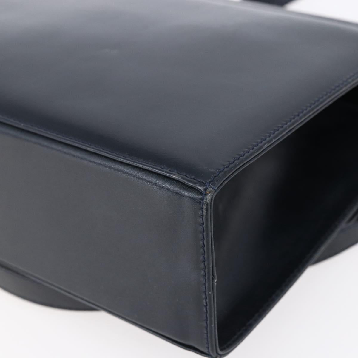 Salvatore Ferragamo Gancini Shoulder Bag Leather Navy Gold Auth 149086