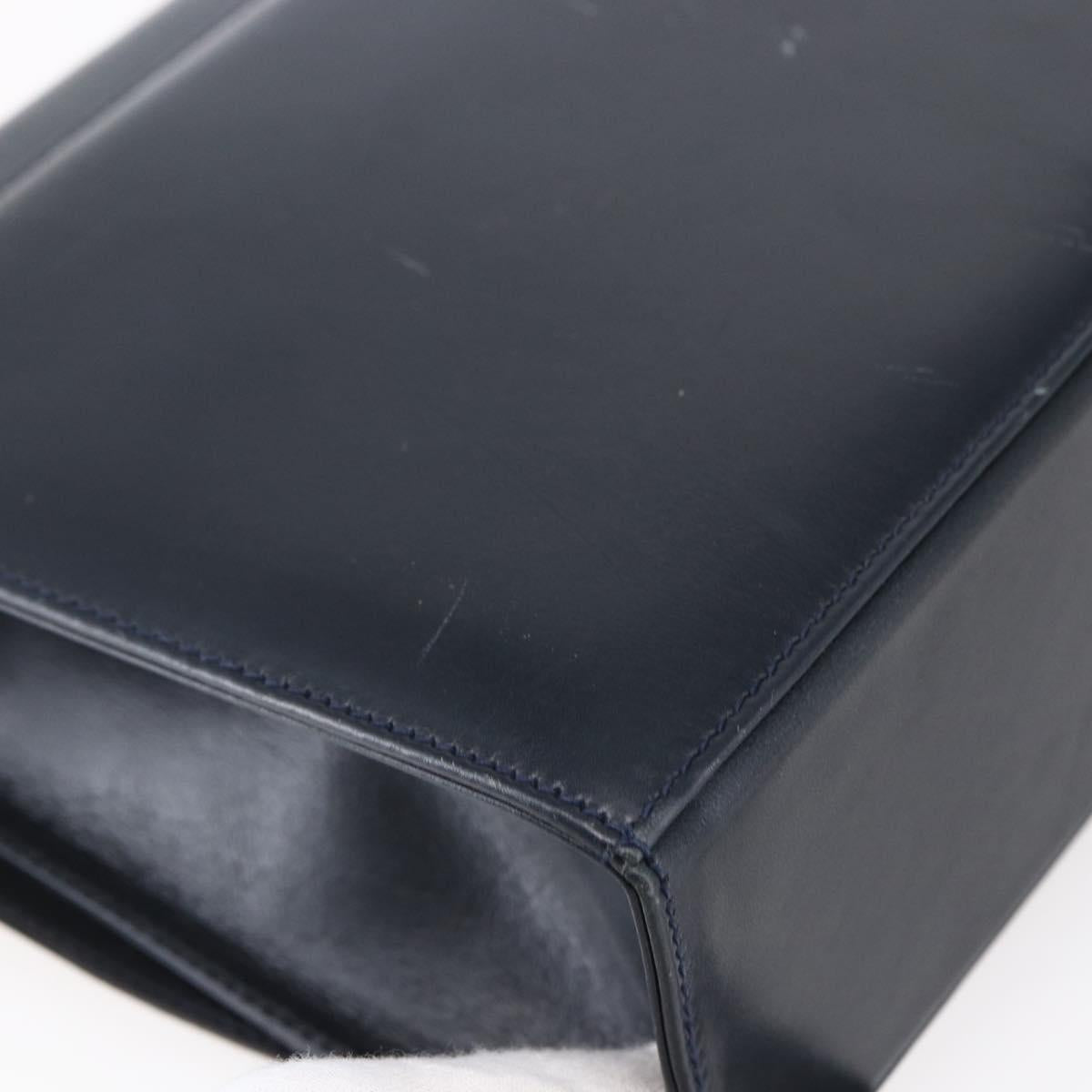 Salvatore Ferragamo Gancini Shoulder Bag Leather Navy Gold Auth 149086