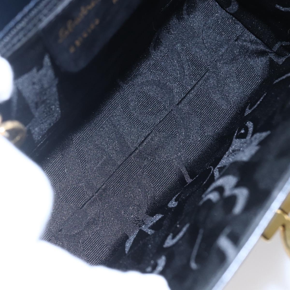 Salvatore Ferragamo Gancini Shoulder Bag Leather Navy Gold Auth 149086