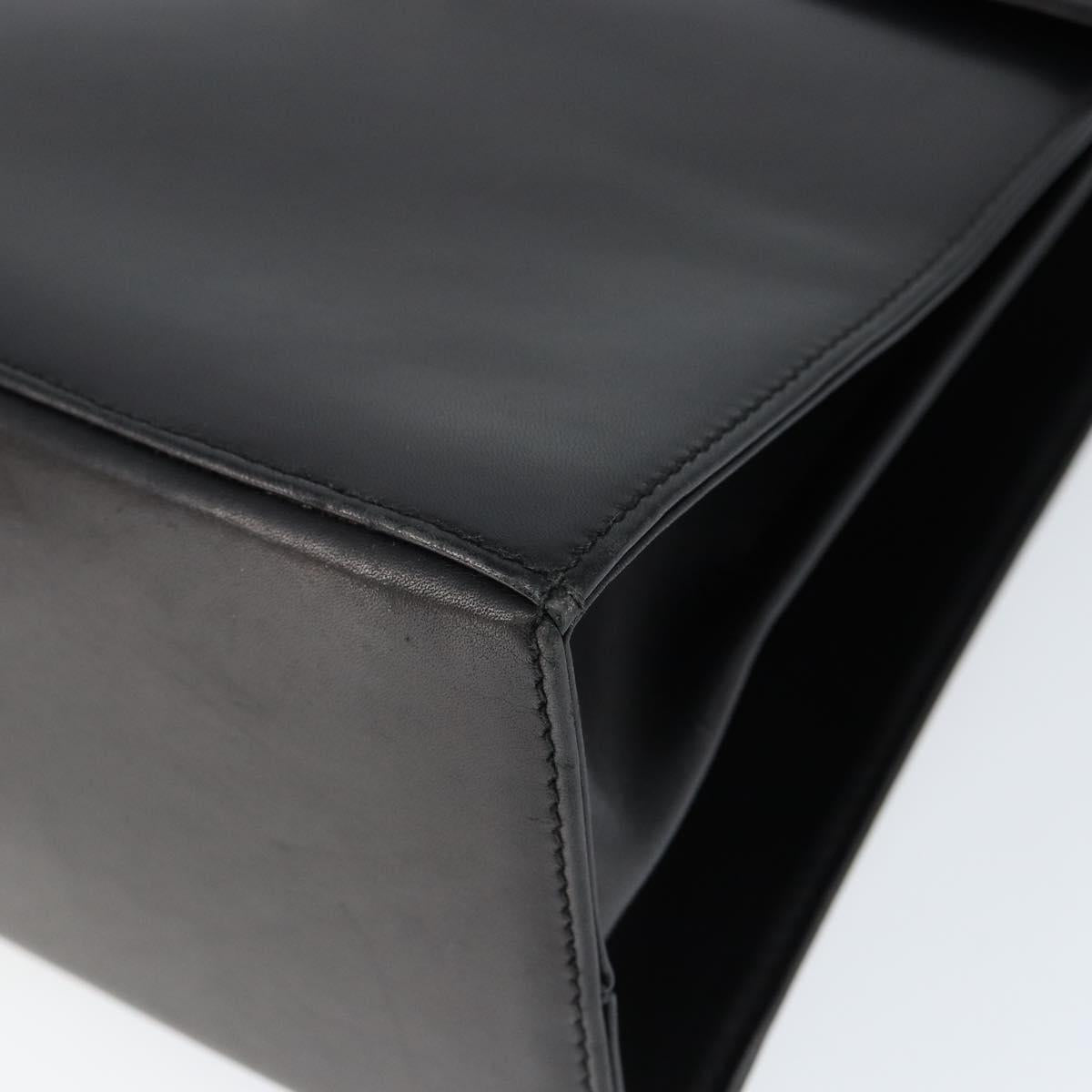 Salvatore Ferragamo Gancini Hand Bag Leather Black Gold Auth 149087