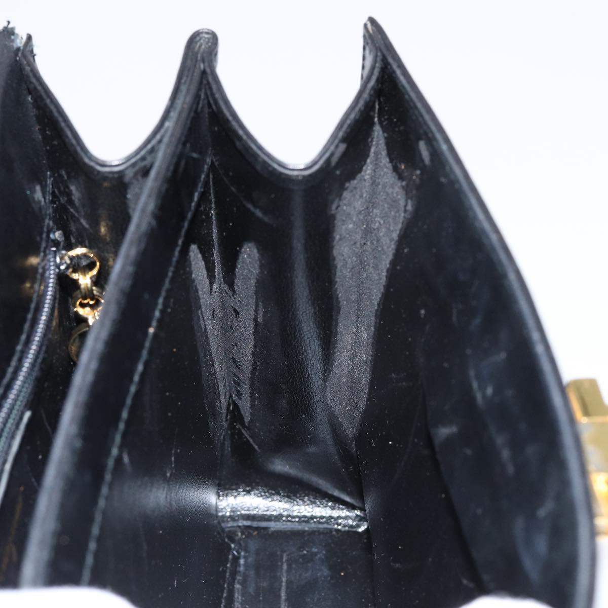 Salvatore Ferragamo Gancini Hand Bag Leather Black Gold Auth 149087