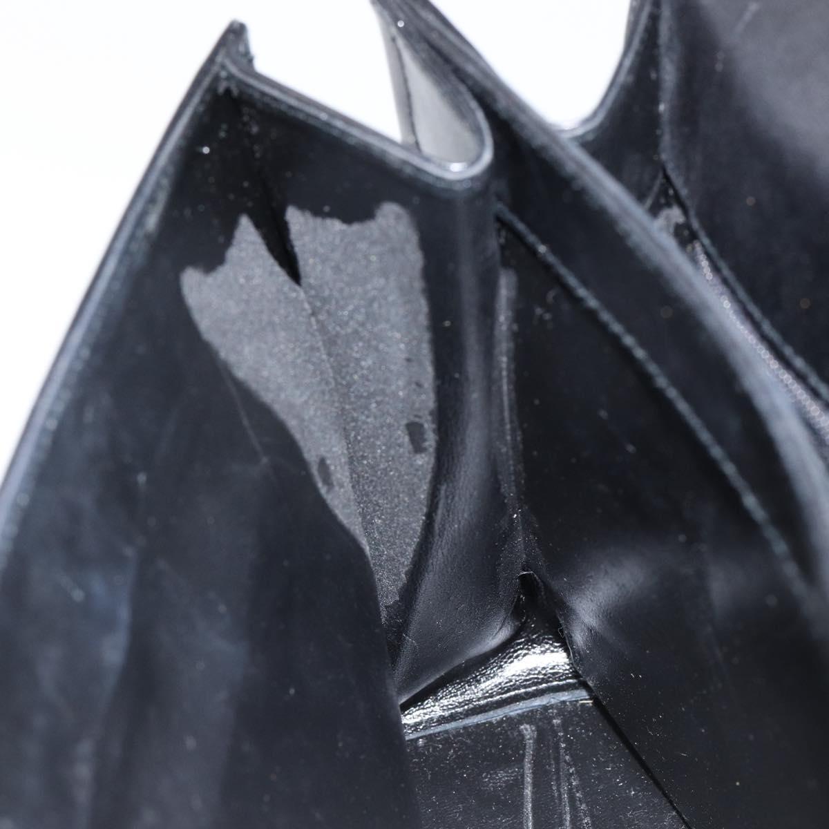 Salvatore Ferragamo Gancini Hand Bag Leather Black Gold Auth 149087