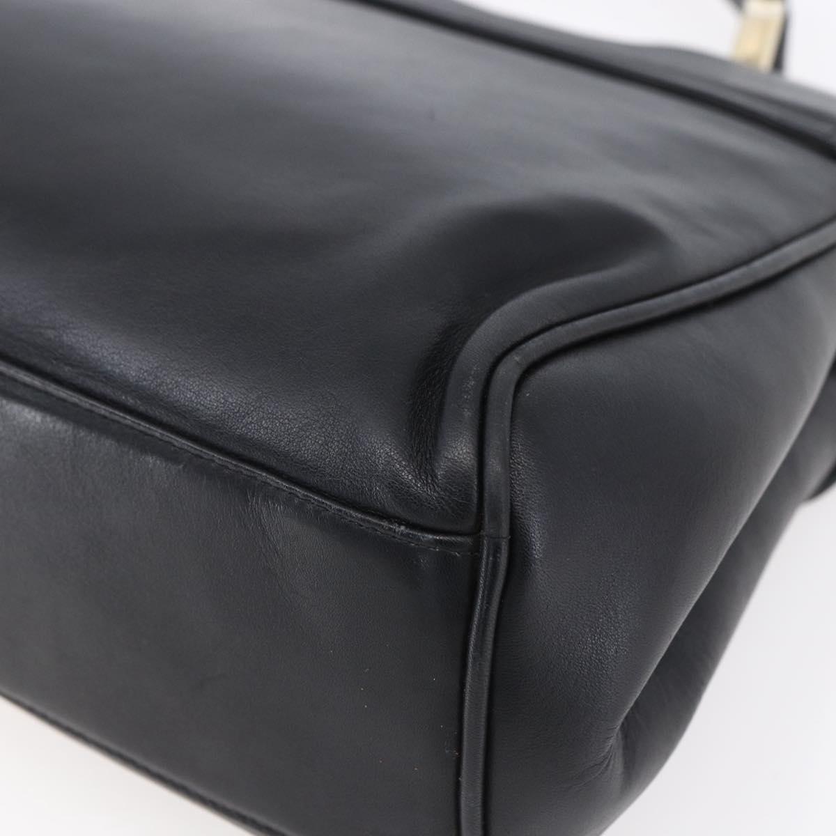 BALLY Hand Bag Leather Black Gold Auth 149088