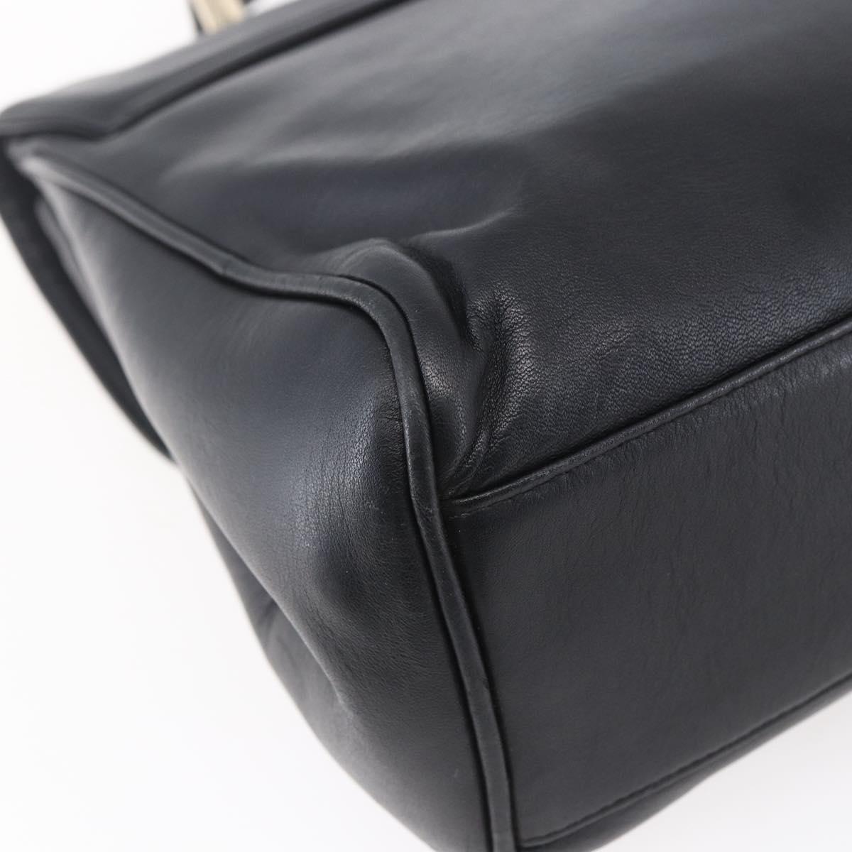 BALLY Hand Bag Leather Black Gold Auth 149088