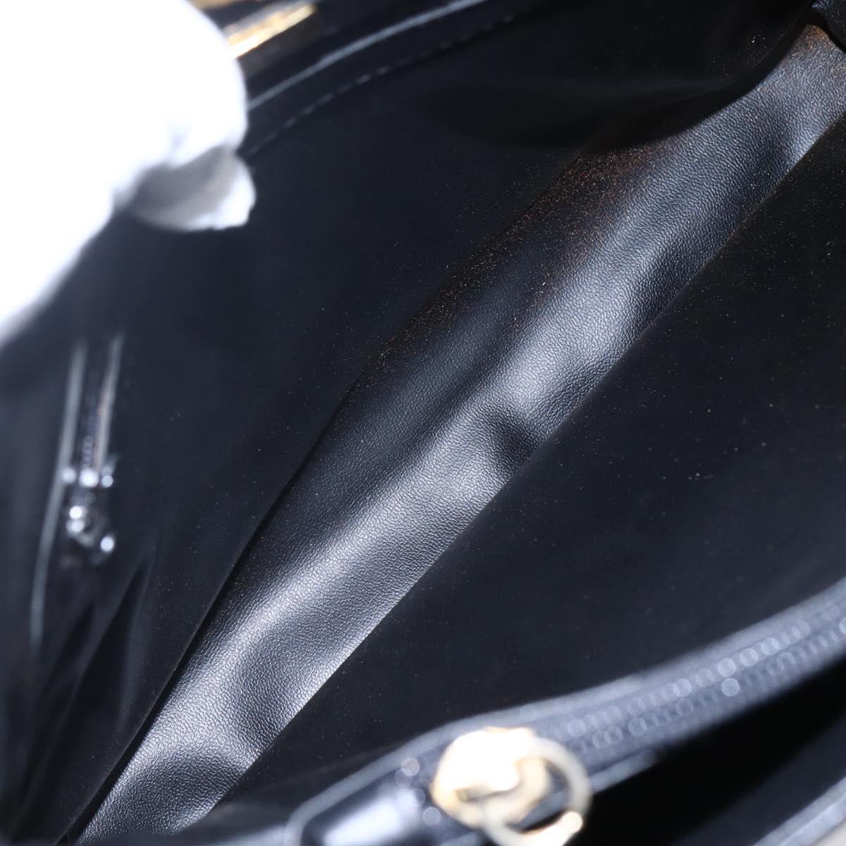 BALLY Hand Bag Leather Black Gold Auth 149088