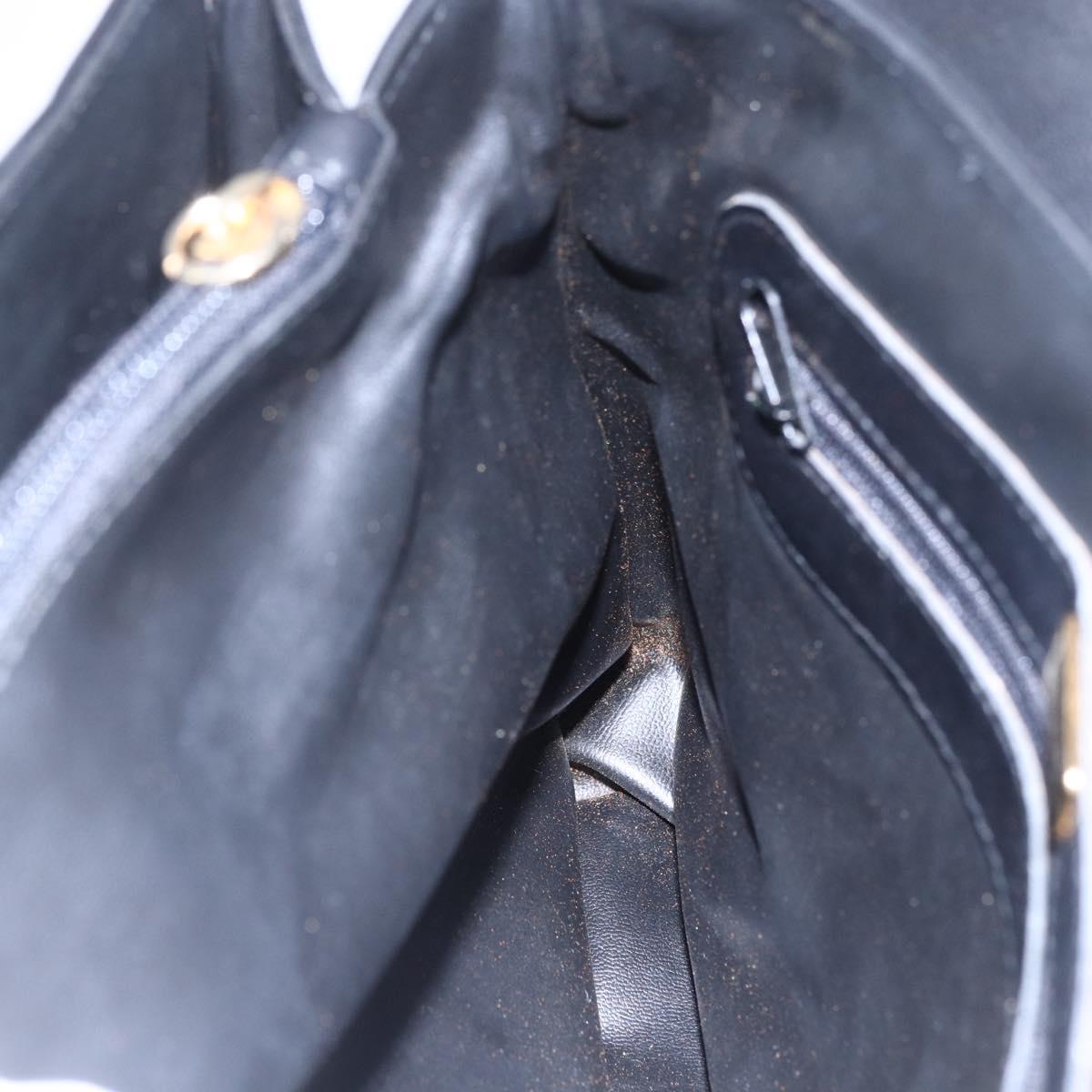 BALLY Hand Bag Leather Black Gold Auth 149088