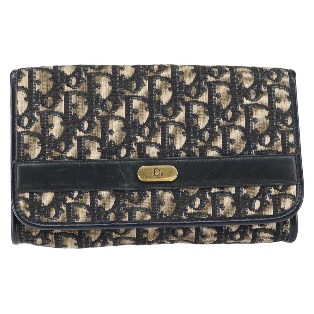 Christian Dior Trotter Canvas Chain Shoulder Bag Navy Auth 149106