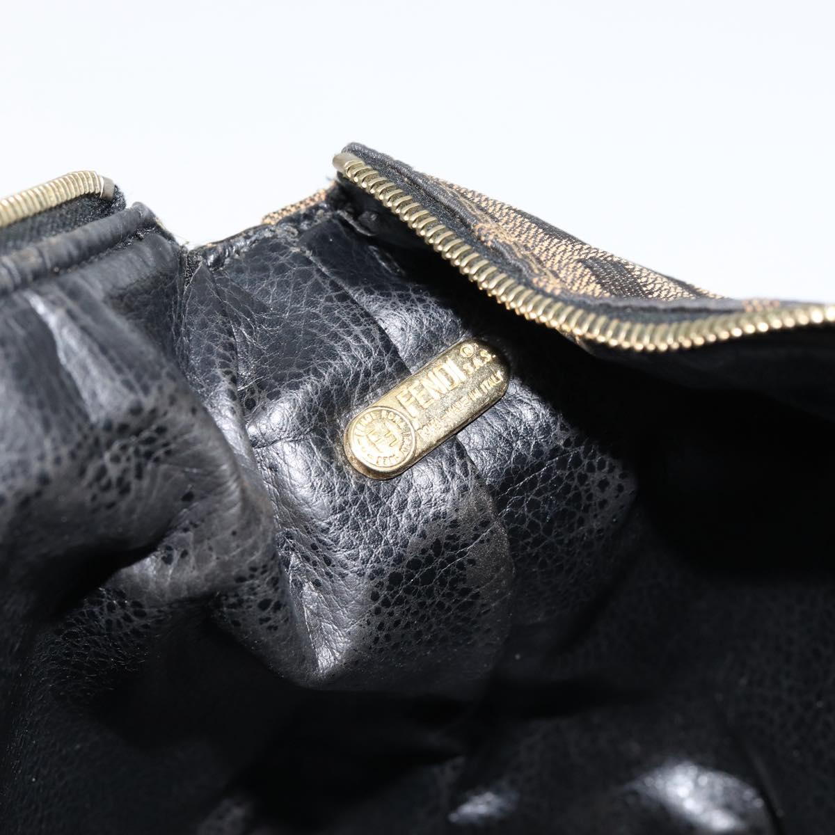 FENDI Zucca Canvas Vanity Hand Bag Black Brown Auth 149108