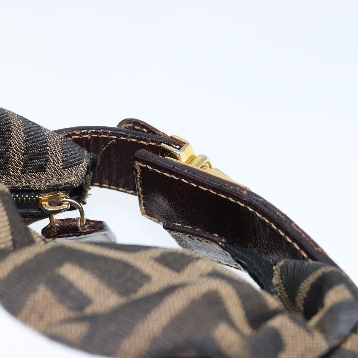 FENDI Zucca Canvas Vanity Hand Bag Black Brown Auth 149108