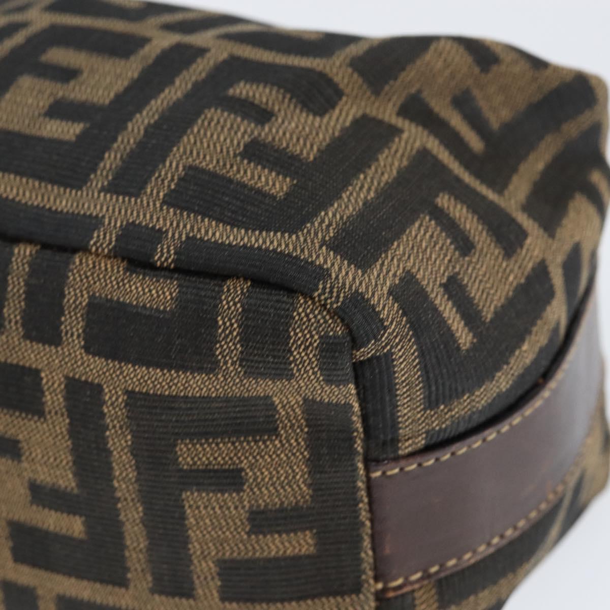 FENDI Zucca Canvas Vanity Hand Bag Black Brown Auth 149108
