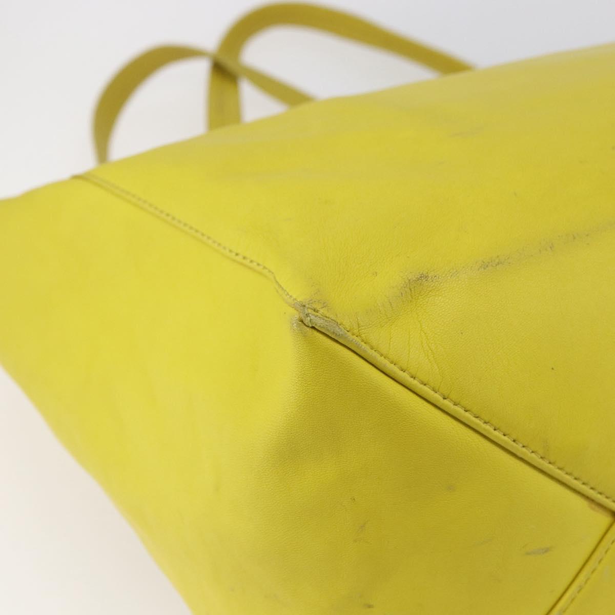 CELINE Horizontalkava Tote Bag Leather Yellow Gold Auth 149110