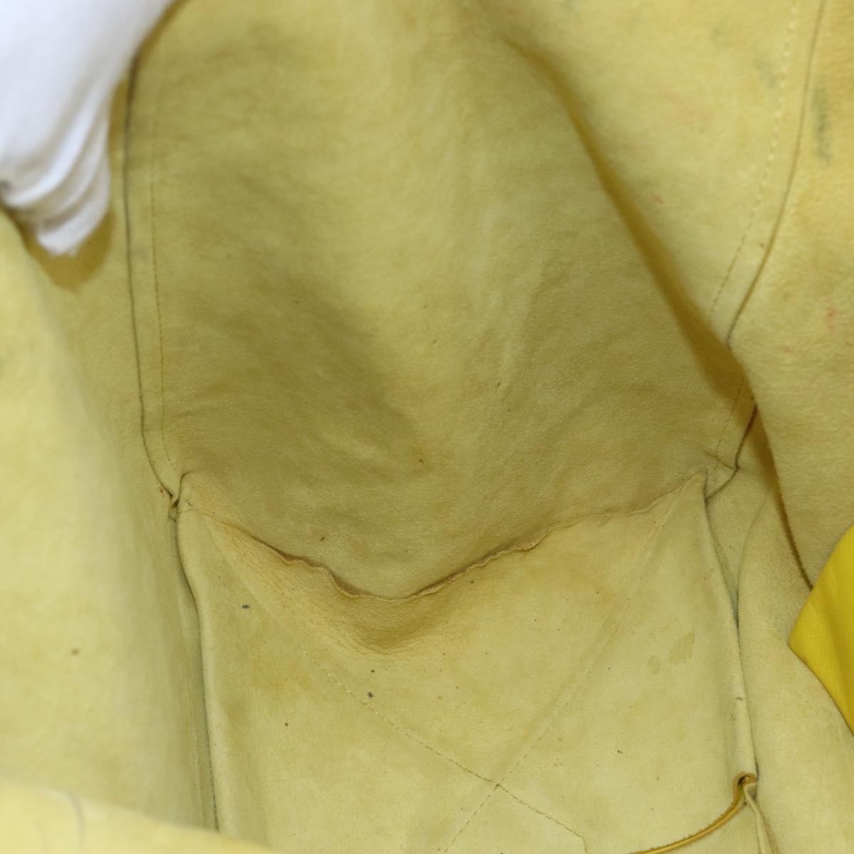 CELINE Horizontalkava Tote Bag Leather Yellow Gold Auth 149110