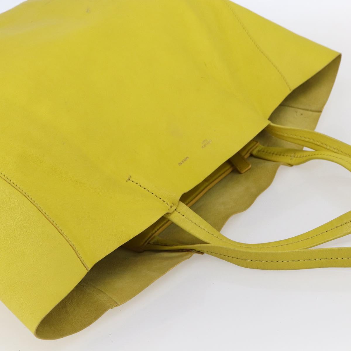 CELINE Horizontalkava Tote Bag Leather Yellow Gold Auth 149110
