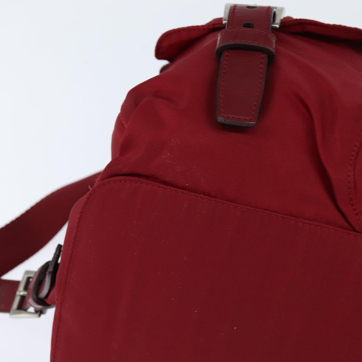 PRADA Backpack Nylon Red Silver Auth 149116