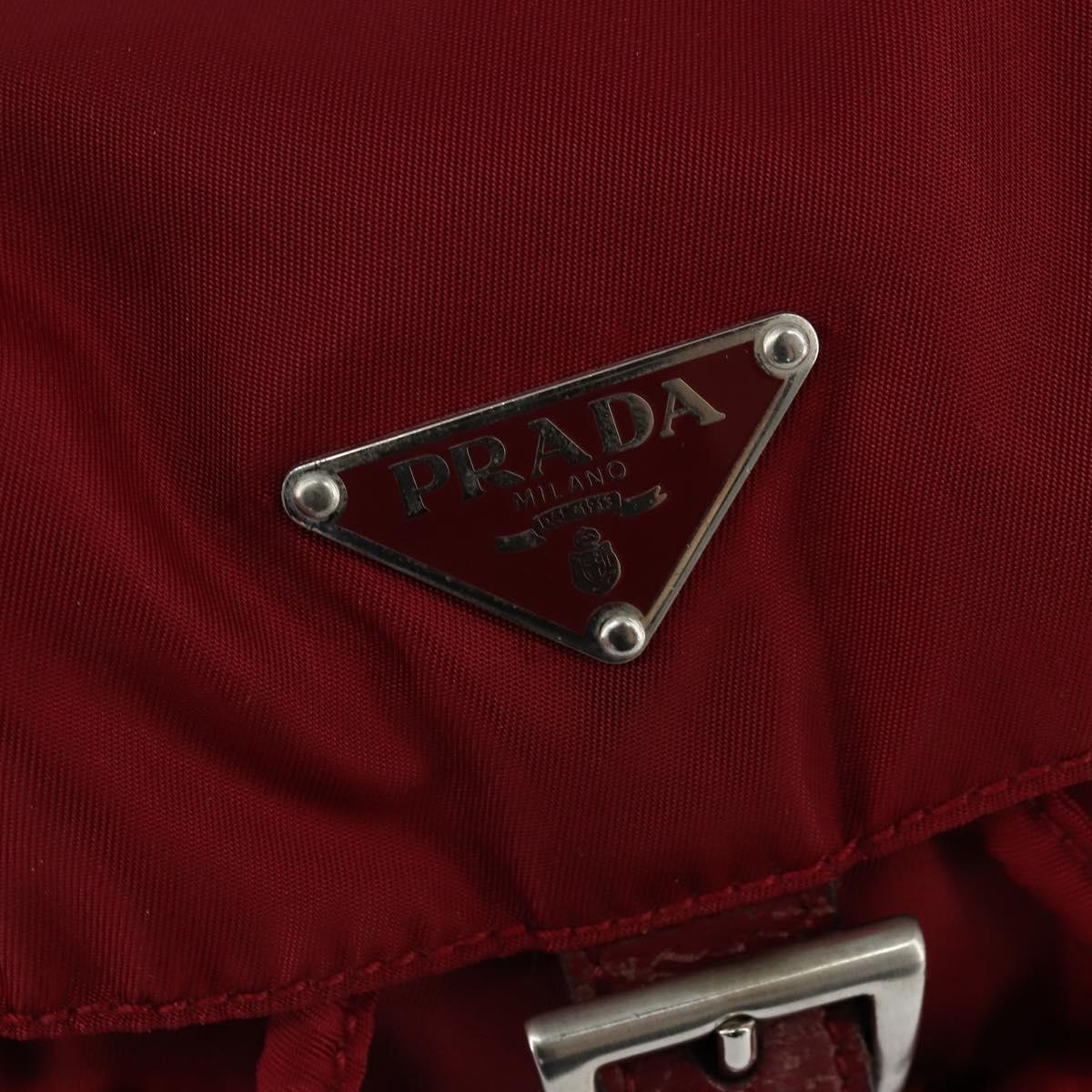 PRADA Backpack Nylon Red Silver Auth 149116