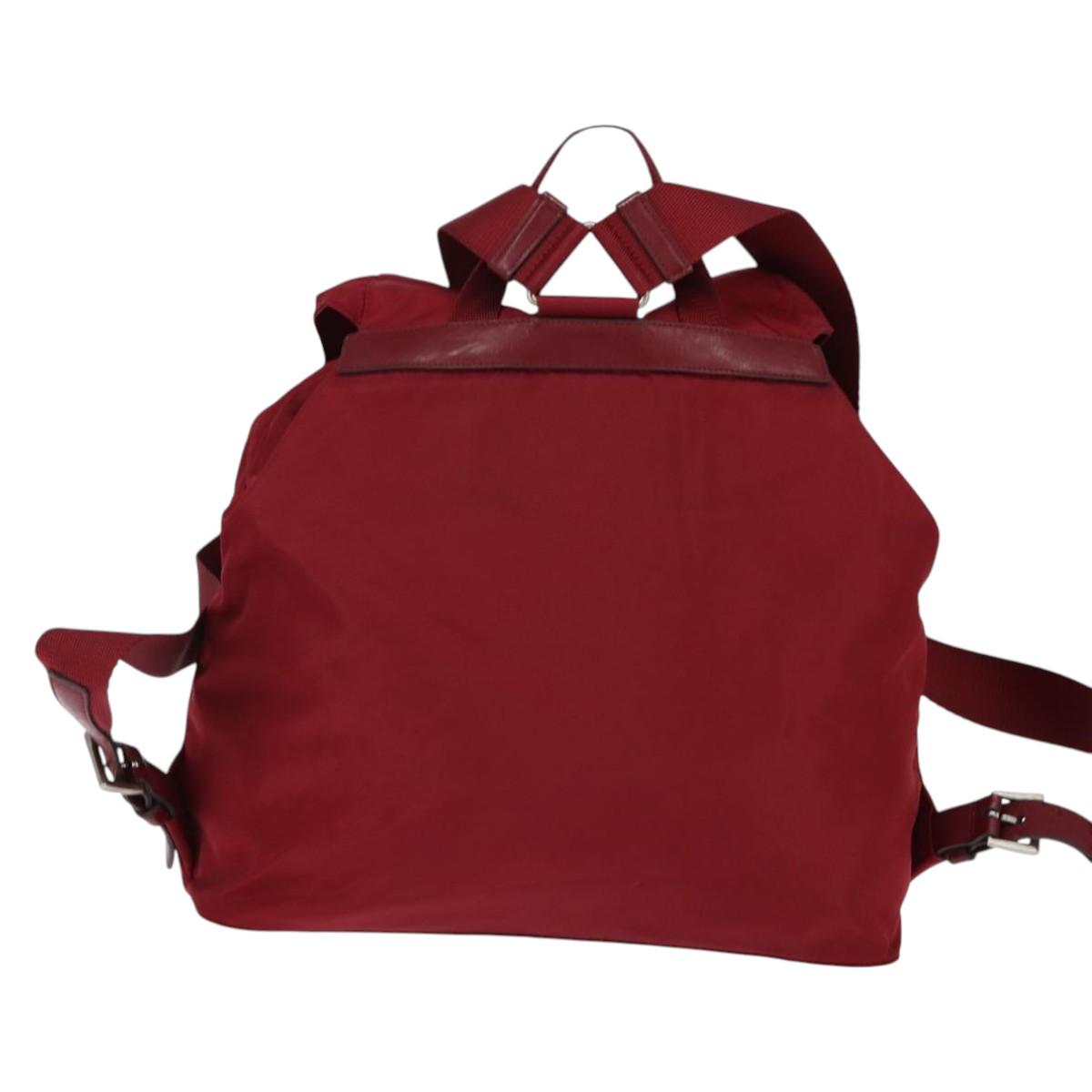 PRADA Backpack Nylon Red Silver Auth 149116