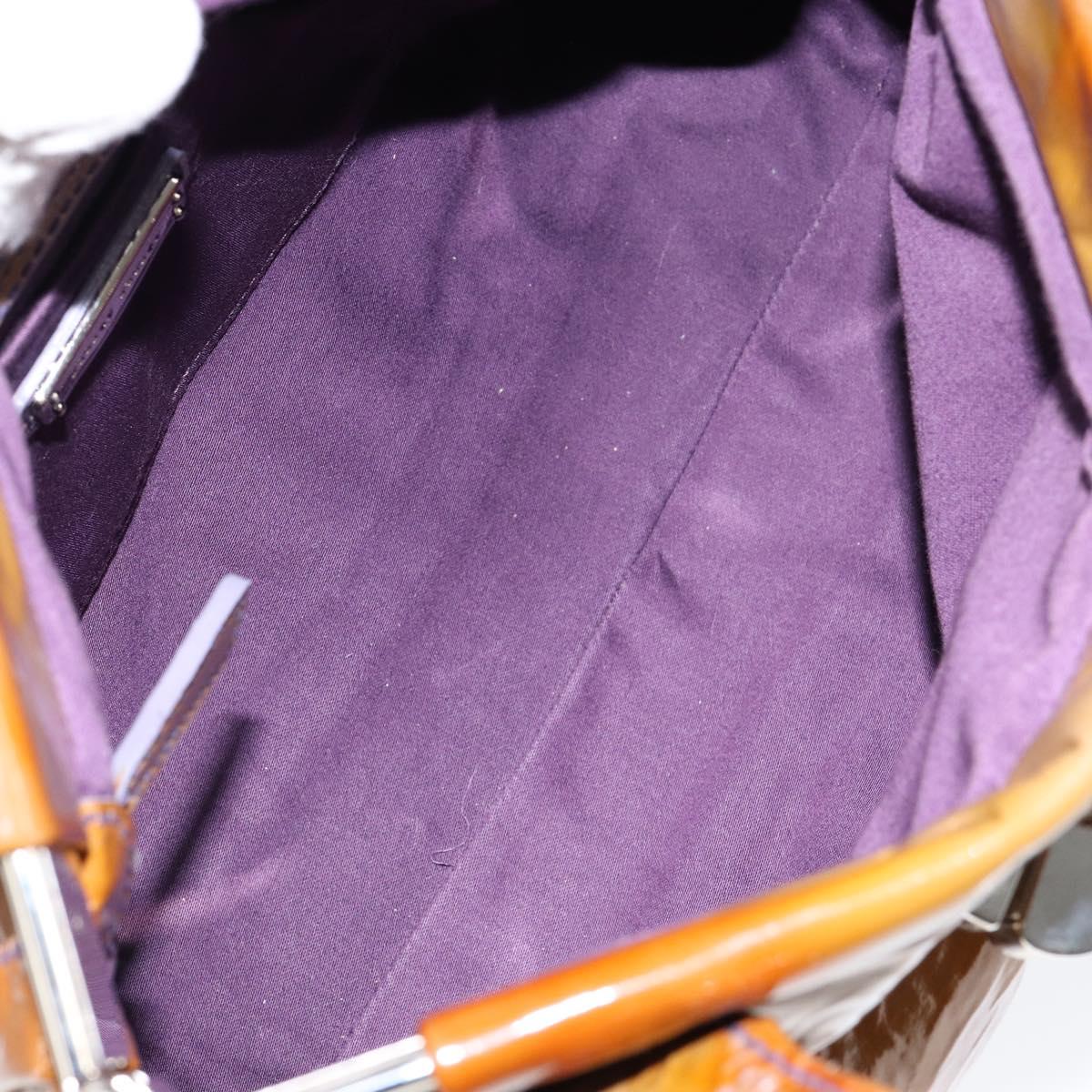 Miu Miu Hand Bag Enamel Brown Silver Auth 149117