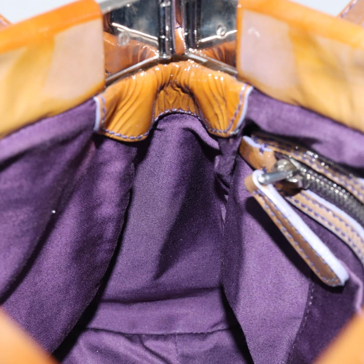 Miu Miu Hand Bag Enamel Brown Silver Auth 149117