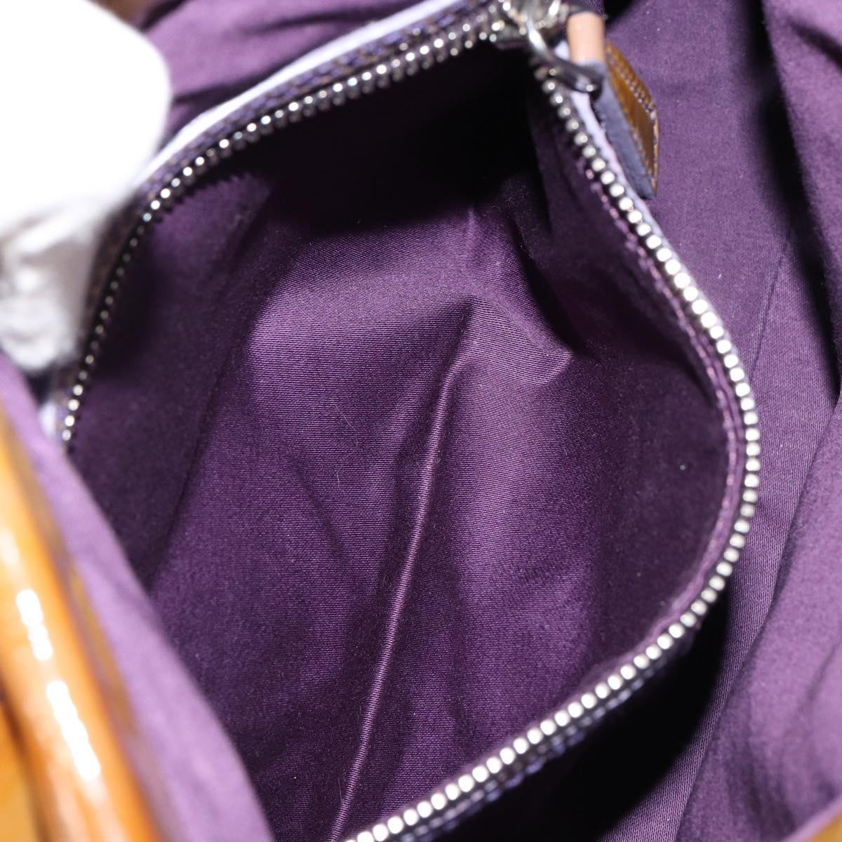 Miu Miu Hand Bag Enamel Brown Silver Auth 149117