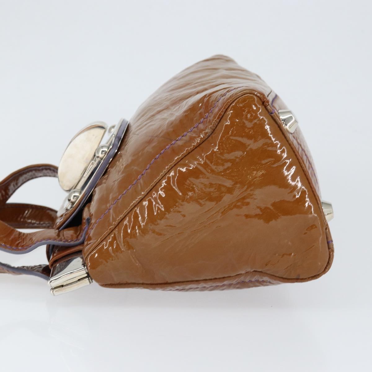 Miu Miu Hand Bag Enamel Brown Silver Auth 149117