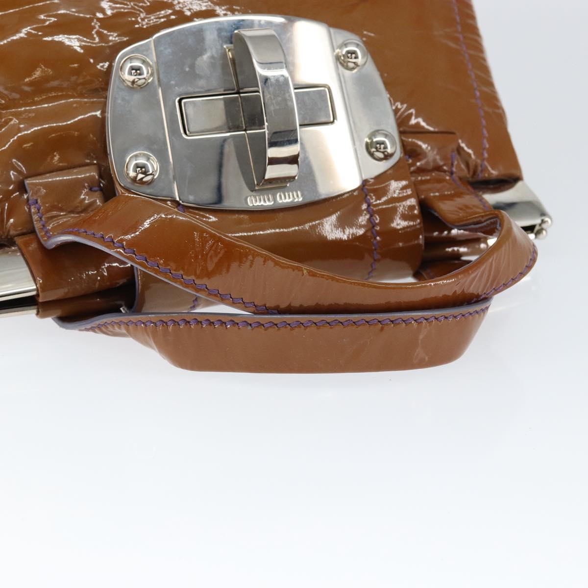 Miu Miu Hand Bag Enamel Brown Silver Auth 149117