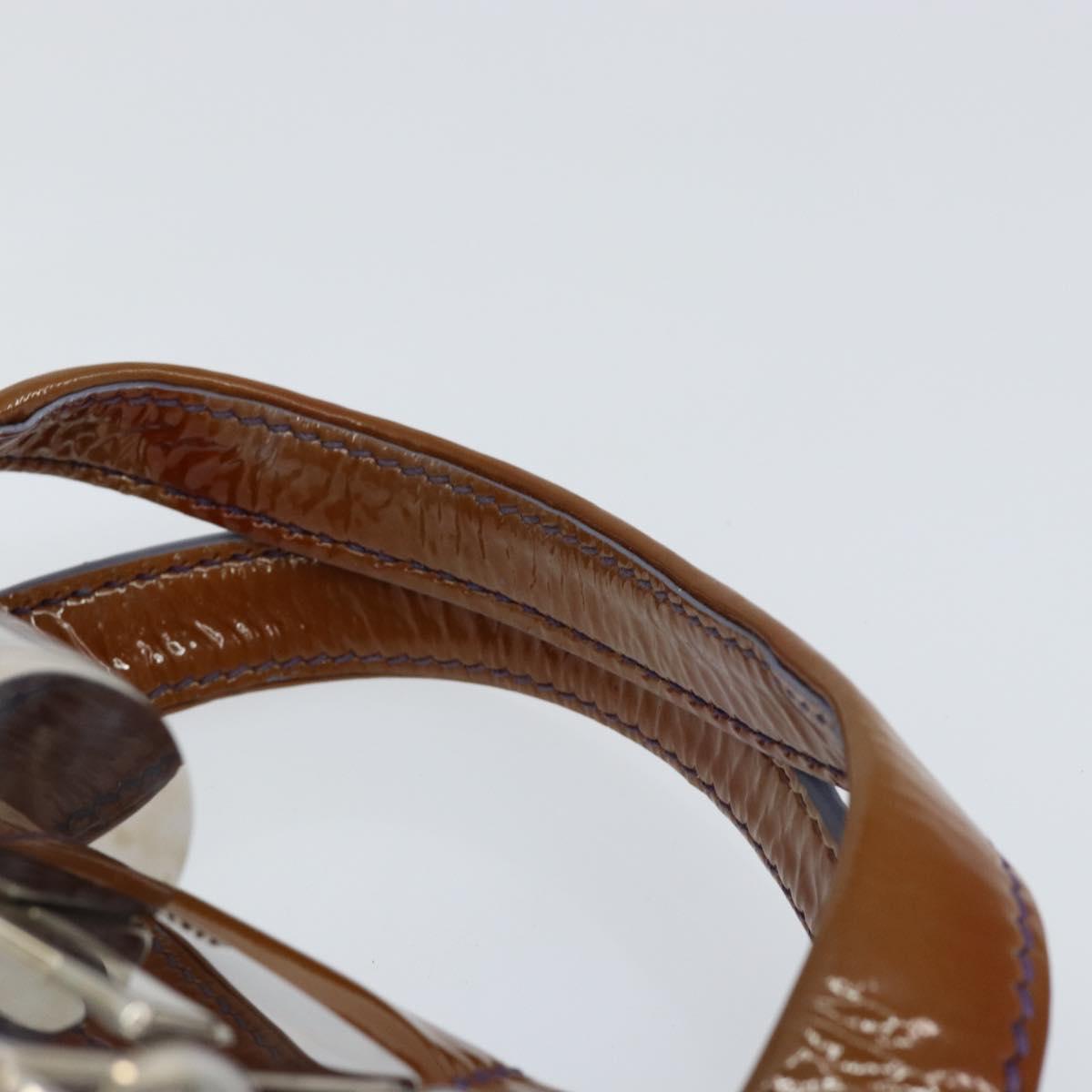 Miu Miu Hand Bag Enamel Brown Silver Auth 149117