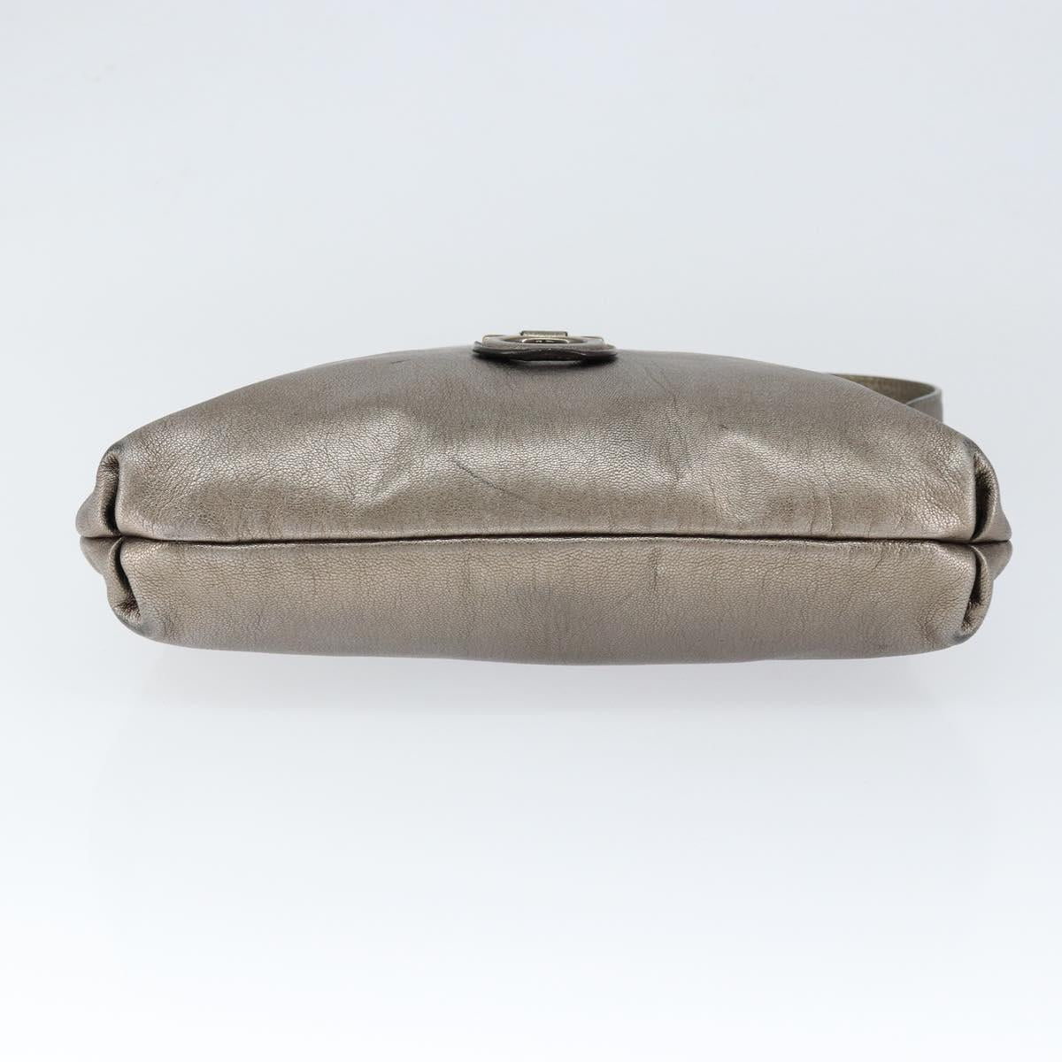 Salvatore Ferragamo Gancini Shoulder Bag Leather Silver Auth 149123