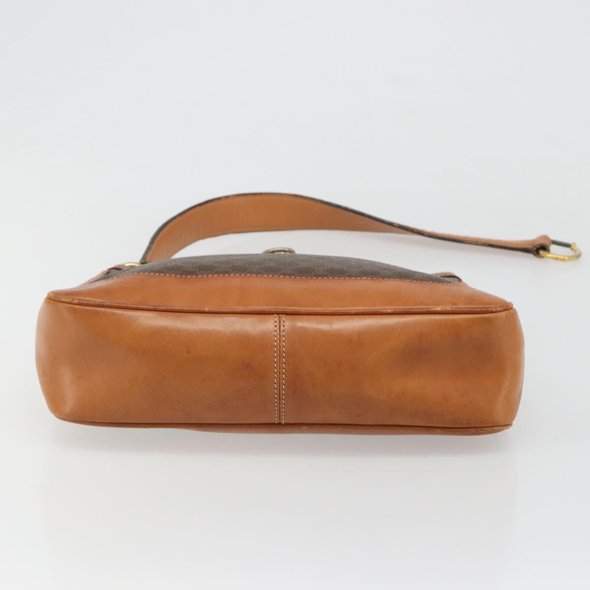 CELINE Macadam Canvas Shoulder Bag PVC Leather Brown Gold Auth 149126