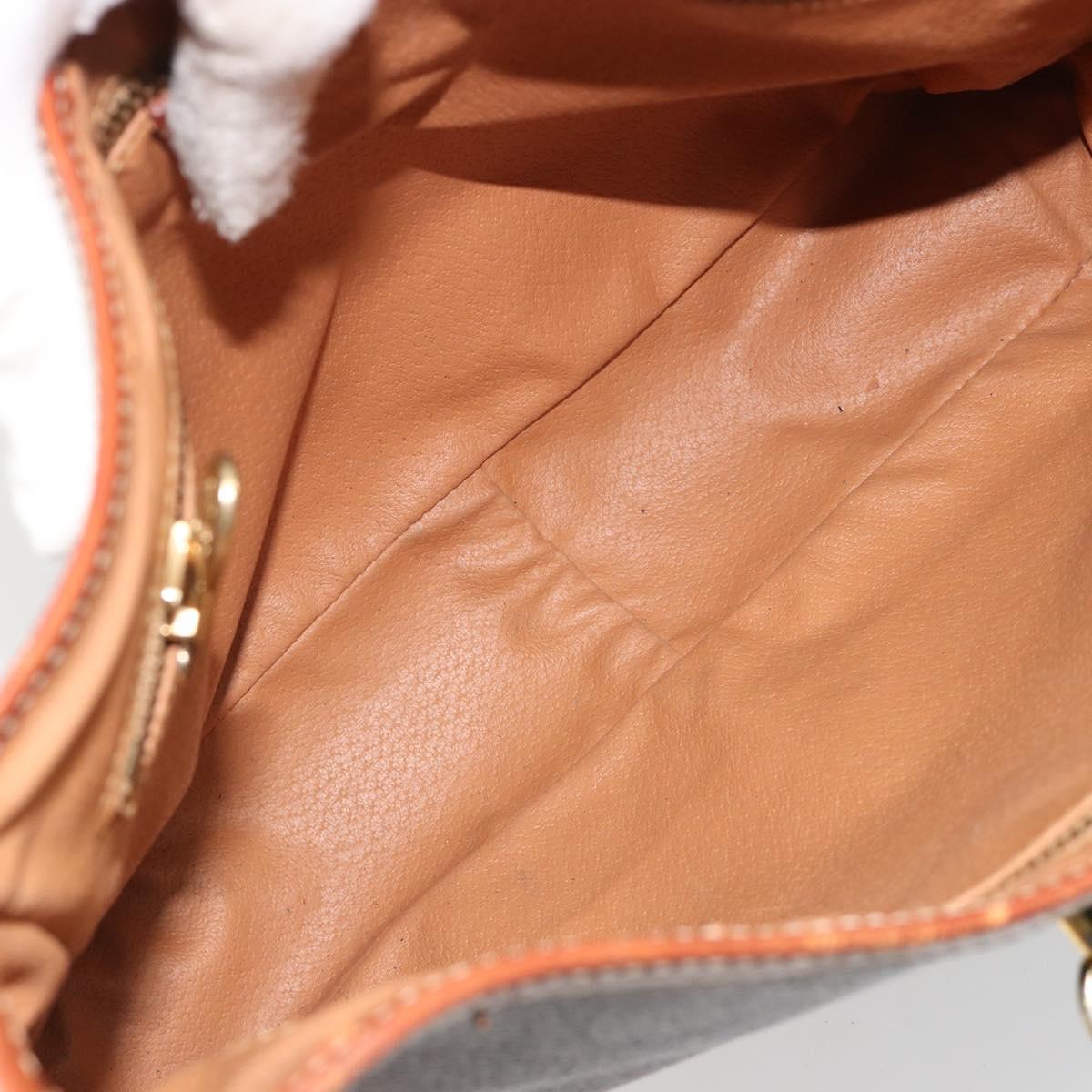 CELINE Macadam Canvas Shoulder Bag PVC Leather Brown Gold Auth 149126