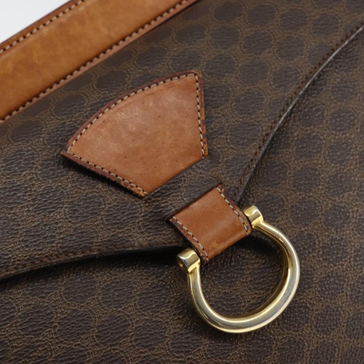 CELINE Macadam Canvas Hand Bag PVC Leather Brown Gold Auth 149127