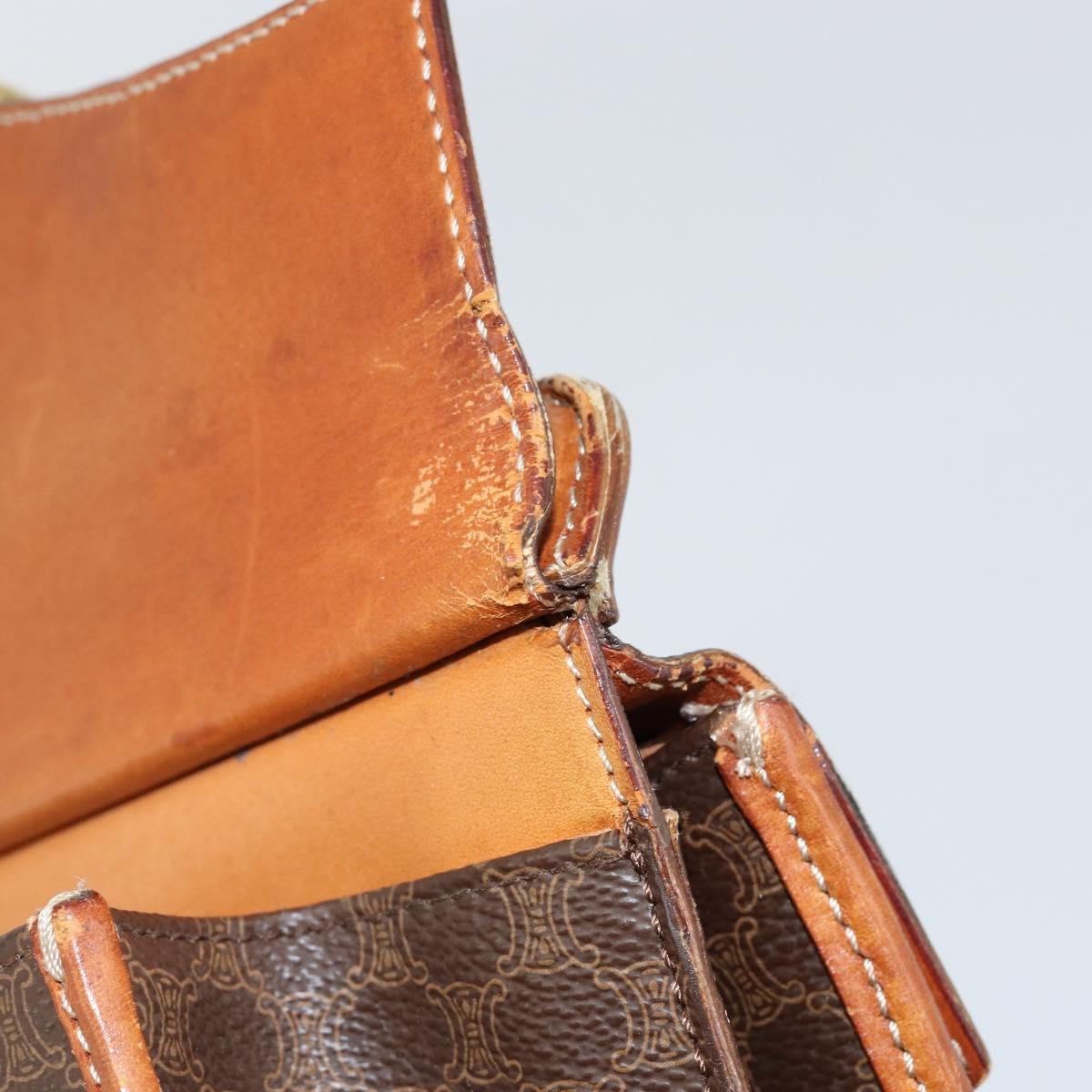 CELINE Macadam Canvas Hand Bag PVC Leather Brown Gold Auth 149127