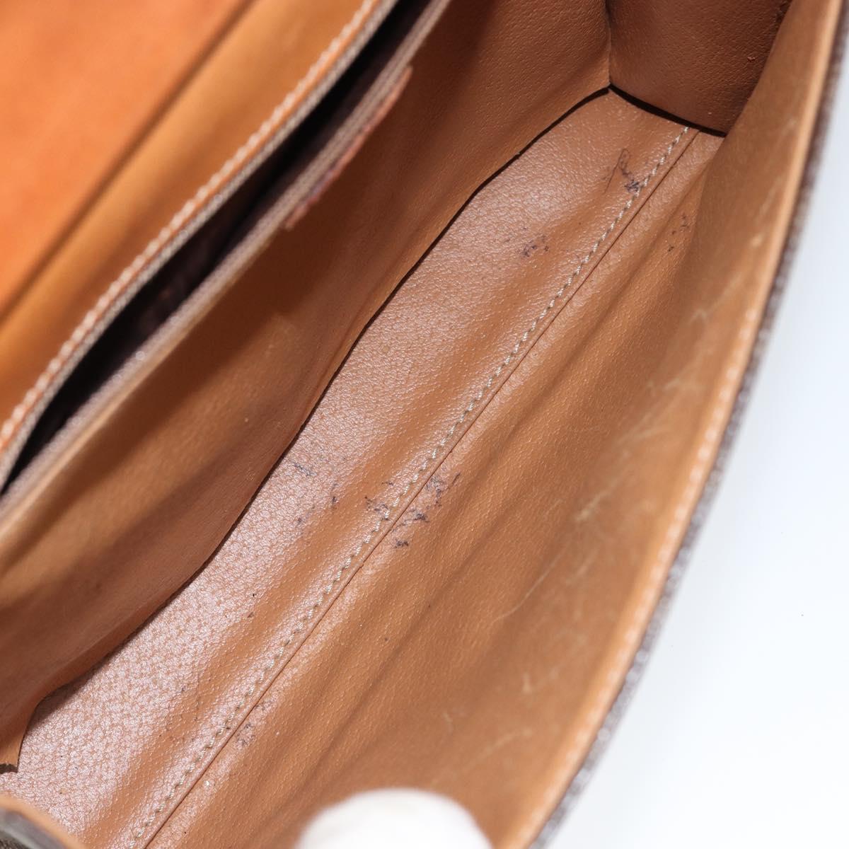 CELINE Macadam Canvas Hand Bag PVC Leather Brown Gold Auth 149127