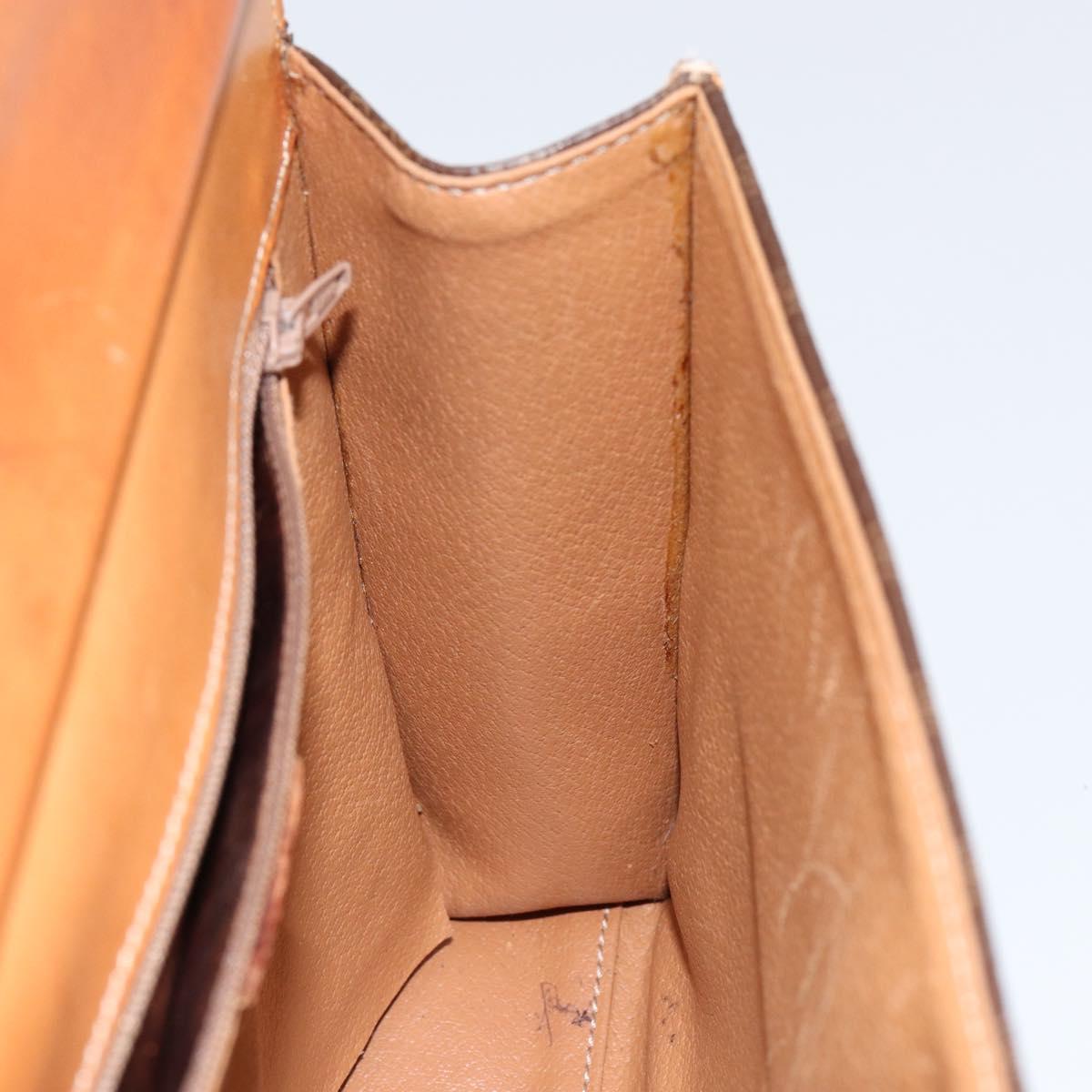 CELINE Macadam Canvas Hand Bag PVC Leather Brown Gold Auth 149127