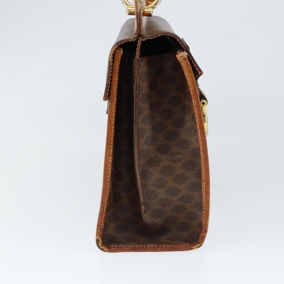 CELINE Macadam Canvas Hand Bag PVC Leather Brown Gold Auth 149127