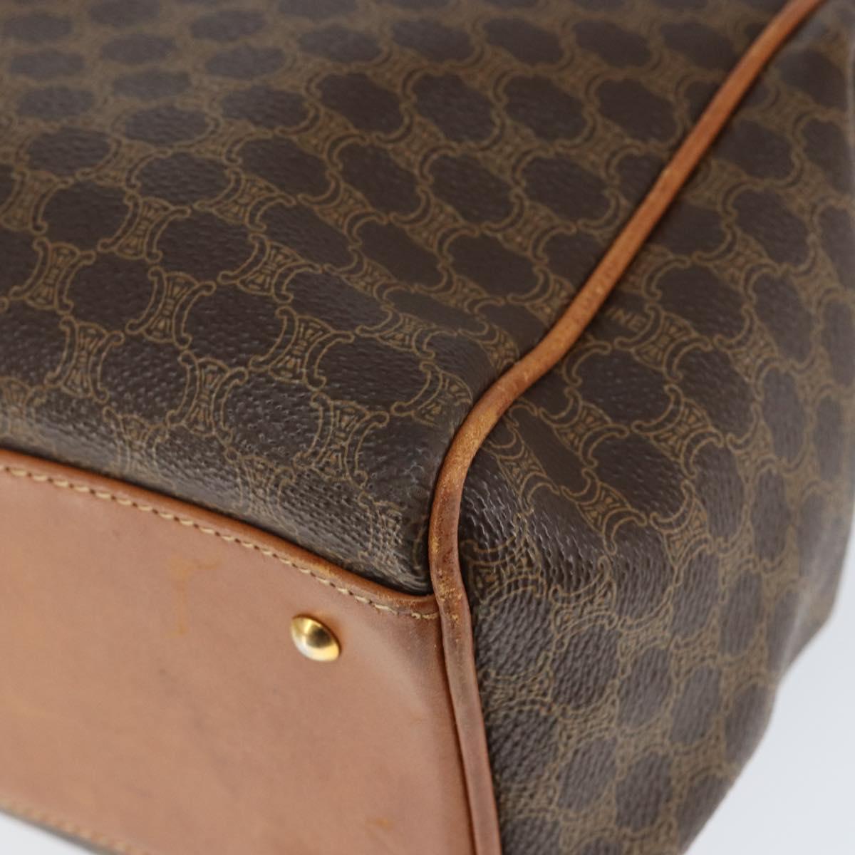 CELINE Macadam Canvas Hand Bag PVC Leather Brown Gold Auth 149128