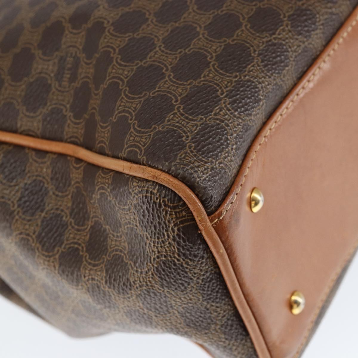 CELINE Macadam Canvas Hand Bag PVC Leather Brown Gold Auth 149128