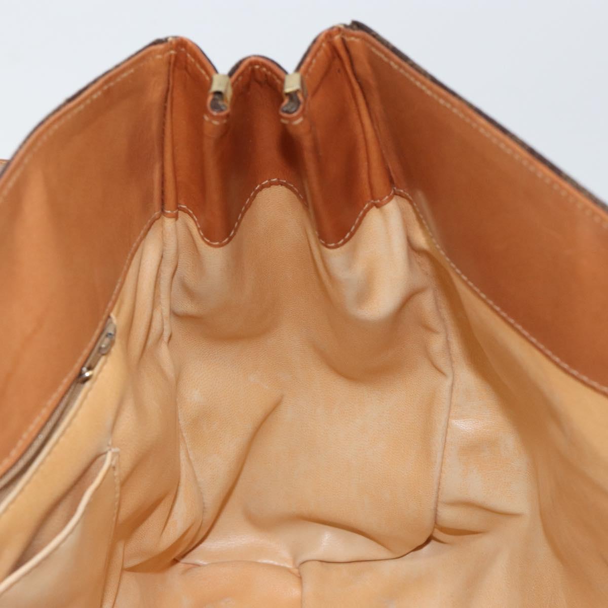 CELINE Macadam Canvas Hand Bag PVC Leather Brown Gold Auth 149128