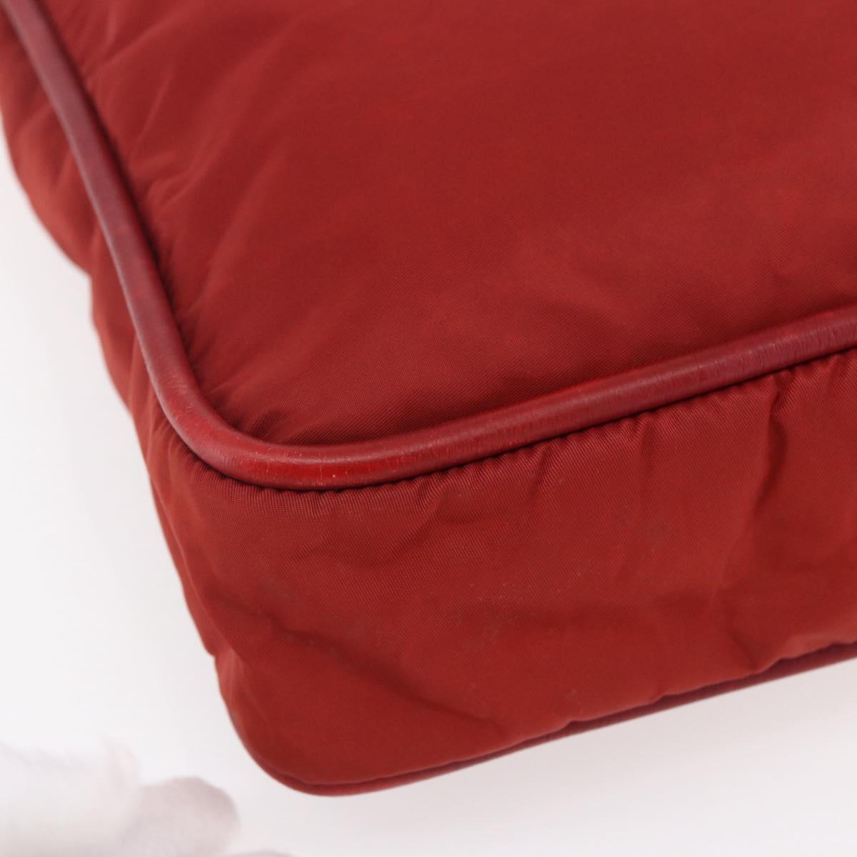 CELINE Tote Bag Nylon Red Gold Auth 149130