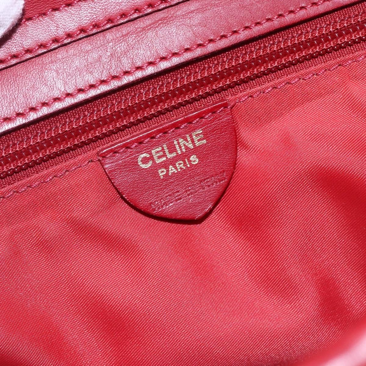 CELINE Tote Bag Nylon Red Gold Auth 149130