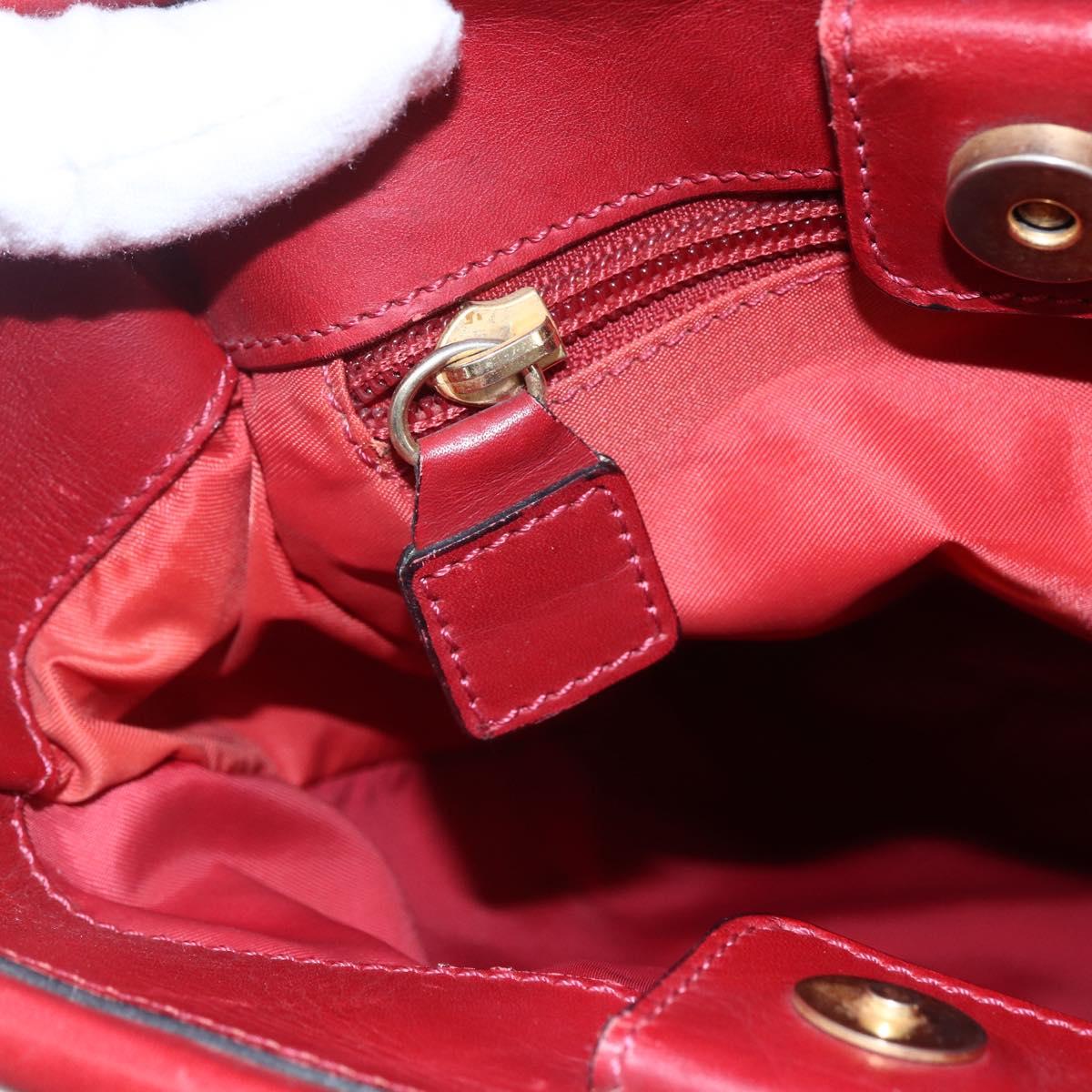CELINE Tote Bag Nylon Red Gold Auth 149130